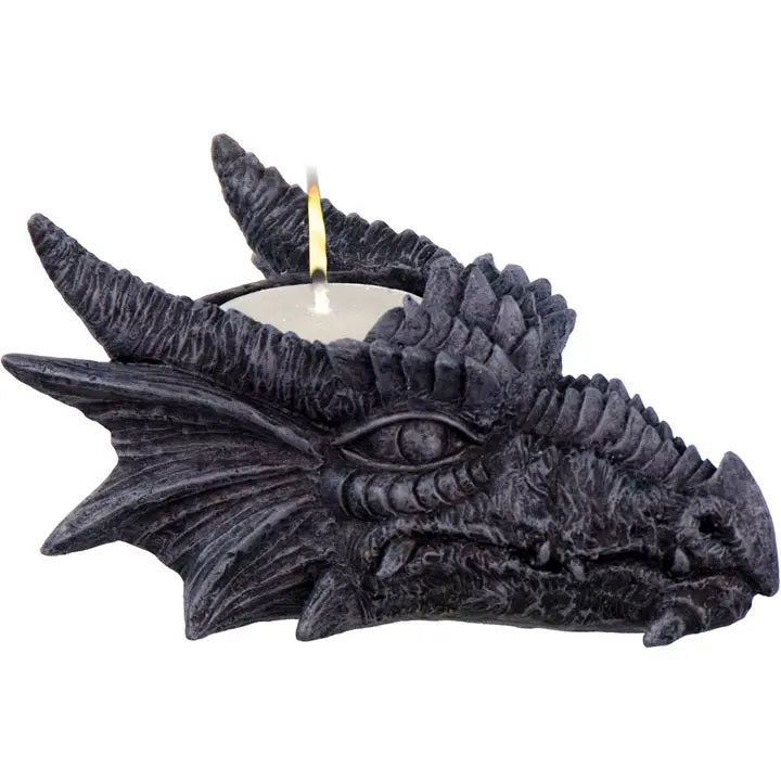 Grey Dragon Head Tealight Candle Holder image 0