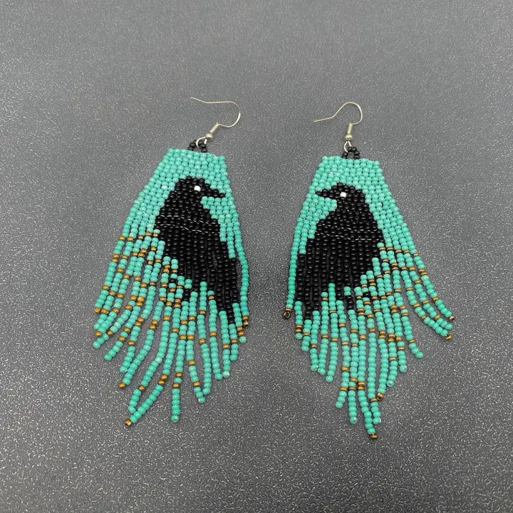 Crow Seed Bead Earrings image 0