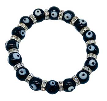 Black Evil Eye Bracelet, 8mm image 0