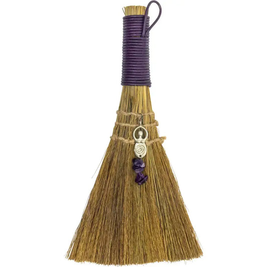 Wiccan Mini-Besom with Amethyst Gemstones image 0