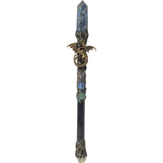 Lapis Lazuli Wand with Gold Dragon image 0