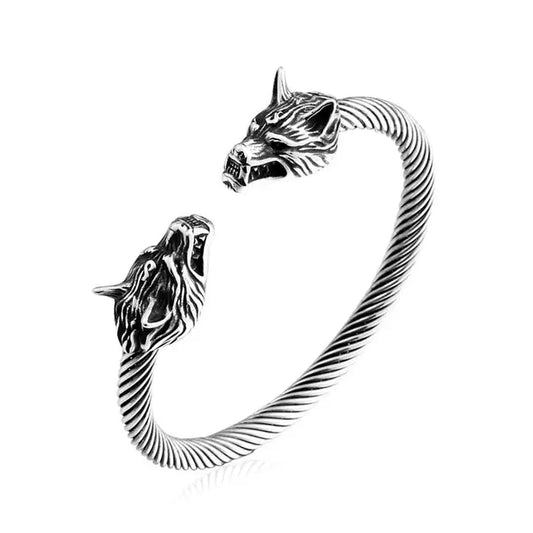 Viking Cuff with Double Wolf Head image 0