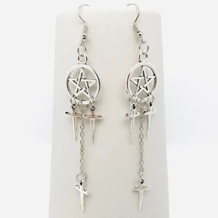 Pentacle Earrings with Daggers image 0