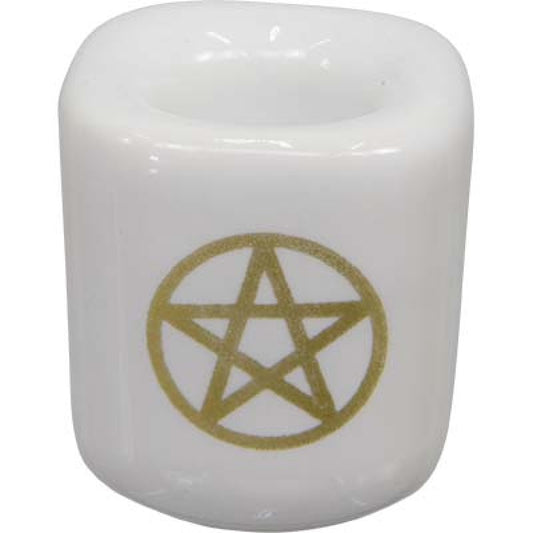 Mini Chime Candle Holder: Pentacle in White image 0