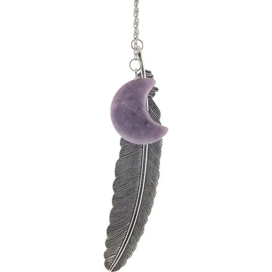Feather Bookmark with Gemstone Moon image 0