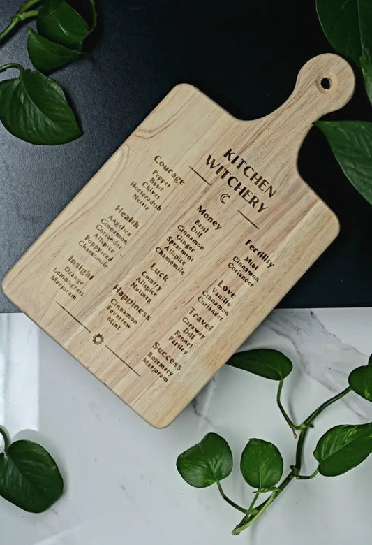13" kitchen witch herbal engraved charcuterie cuttingboard image 0