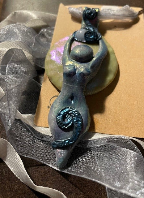 Goddess with Angelite crystal