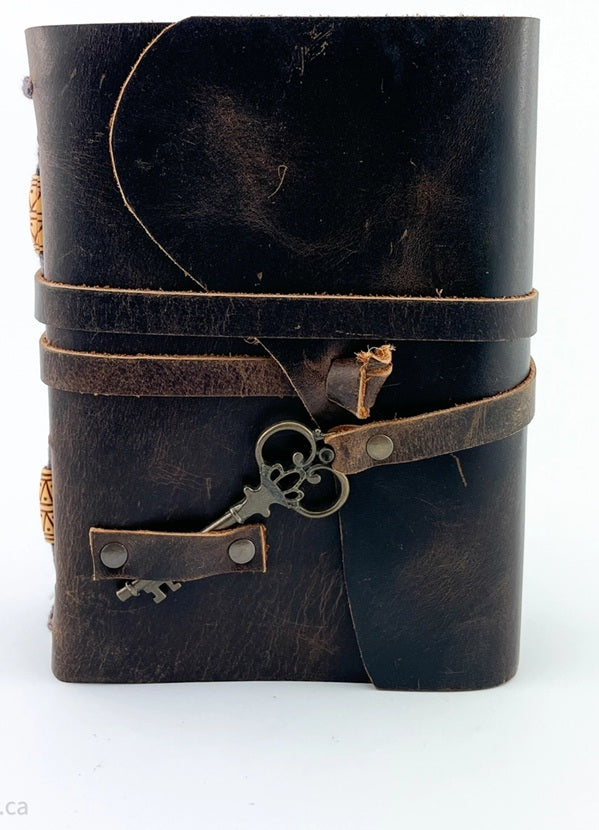 Leather Journal with Key Design // Artisan Bead Binding